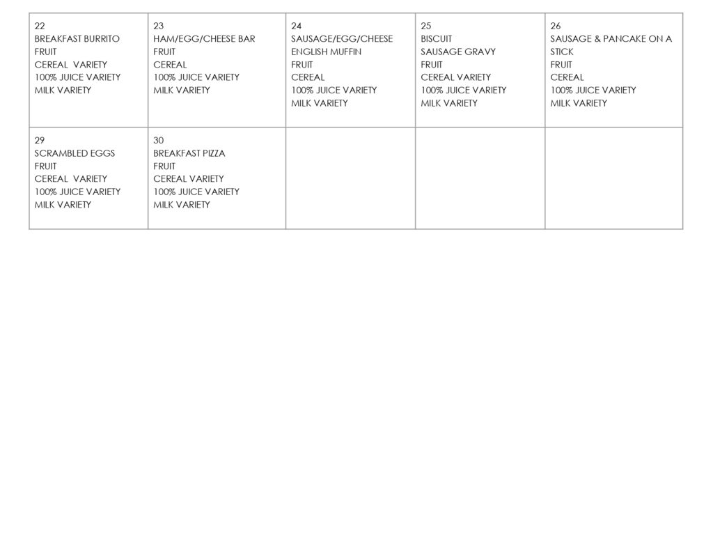 Sept. Menus