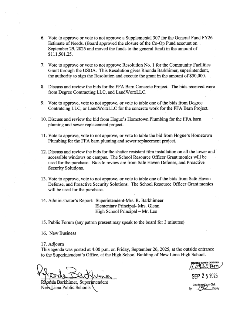 September Board Meeting Agenda
