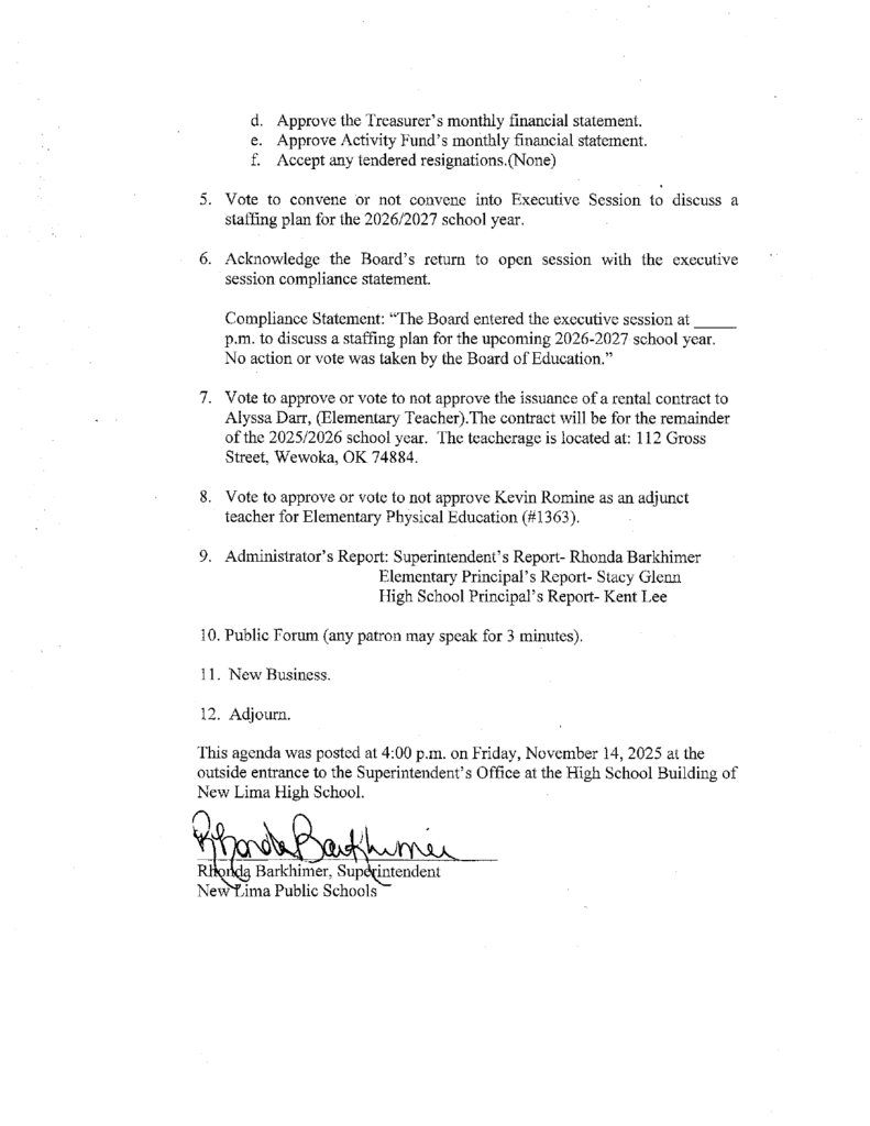 Nov. Board Agenda