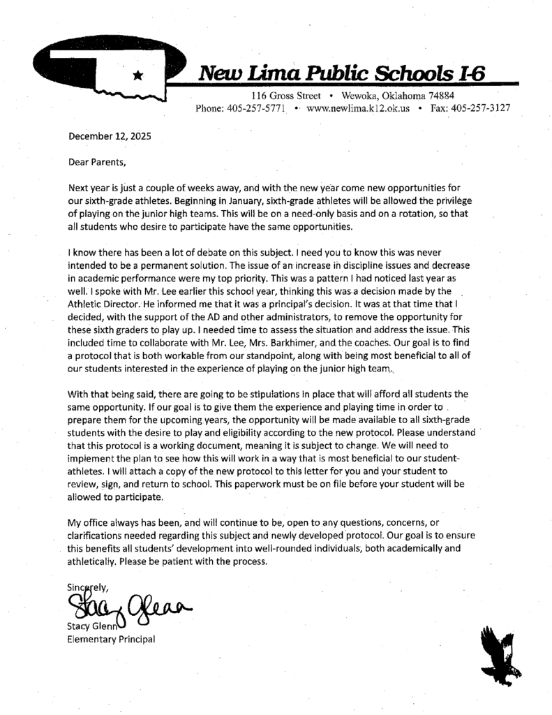 6th Grade Athletics Policy