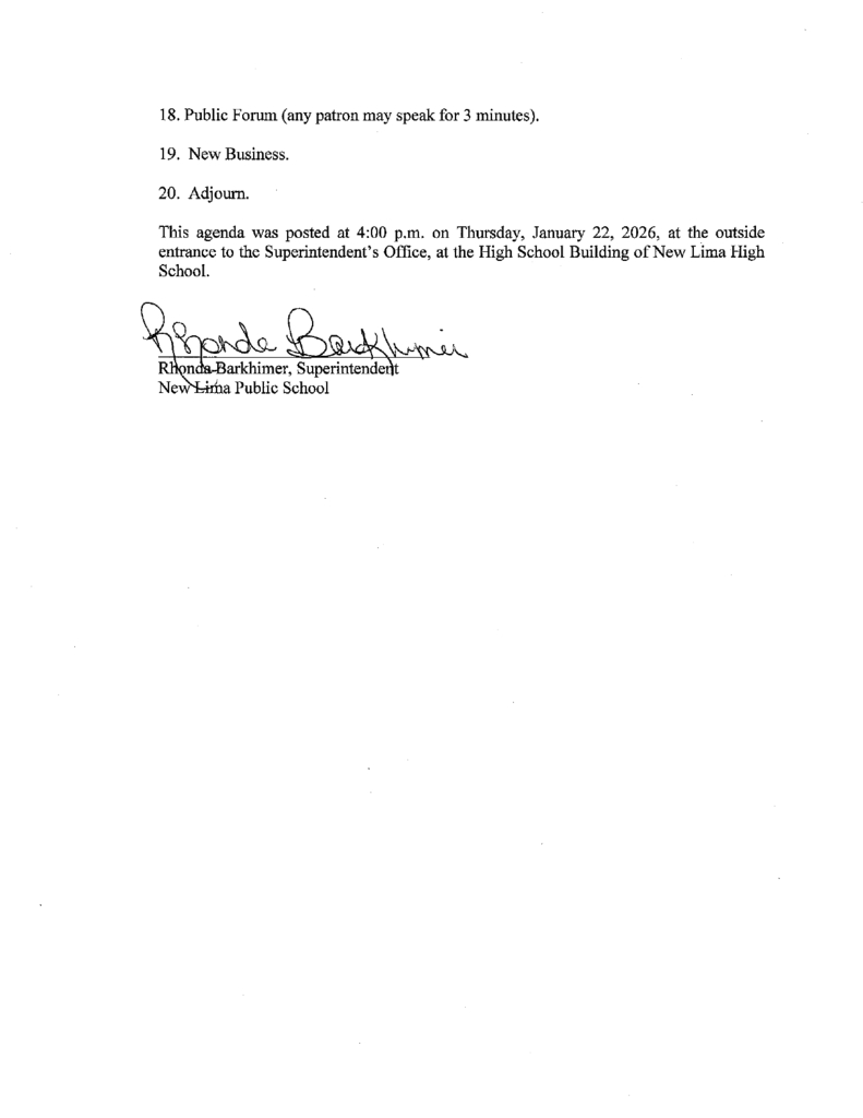 January Board Agenda