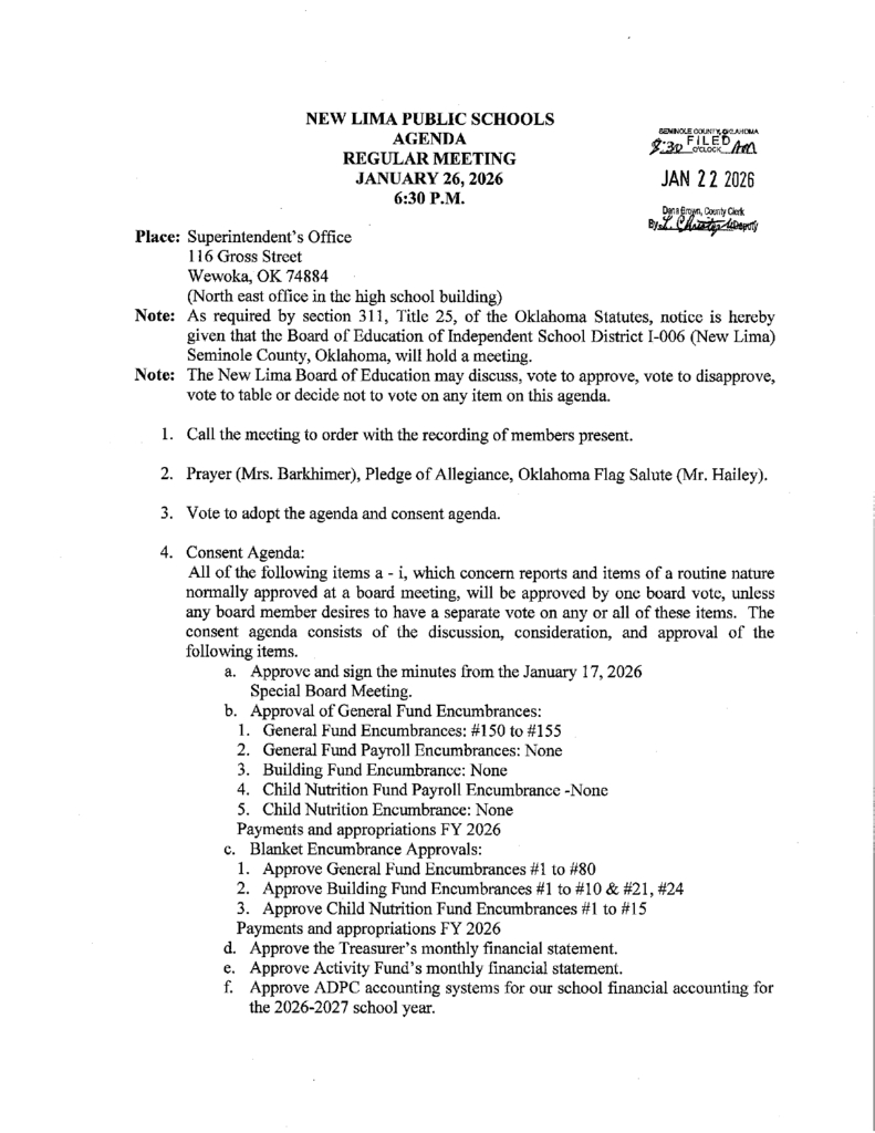 January Board Agenda