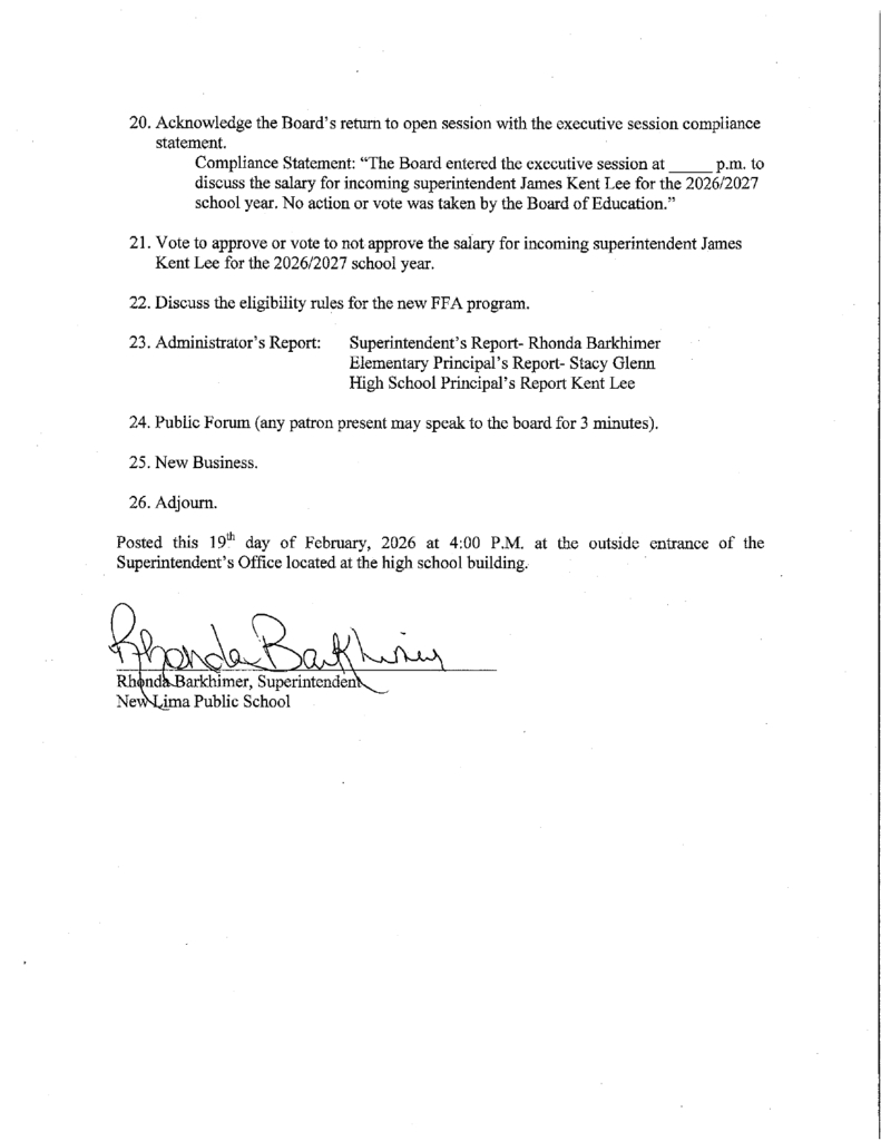 Feb. Board Agenda