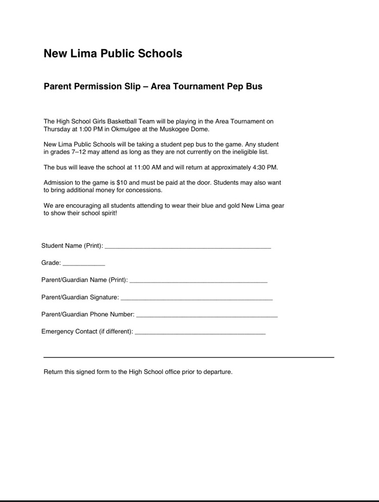 pep bus permission form
