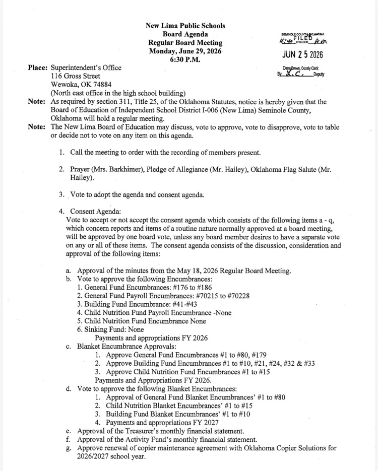June Board Agenda
