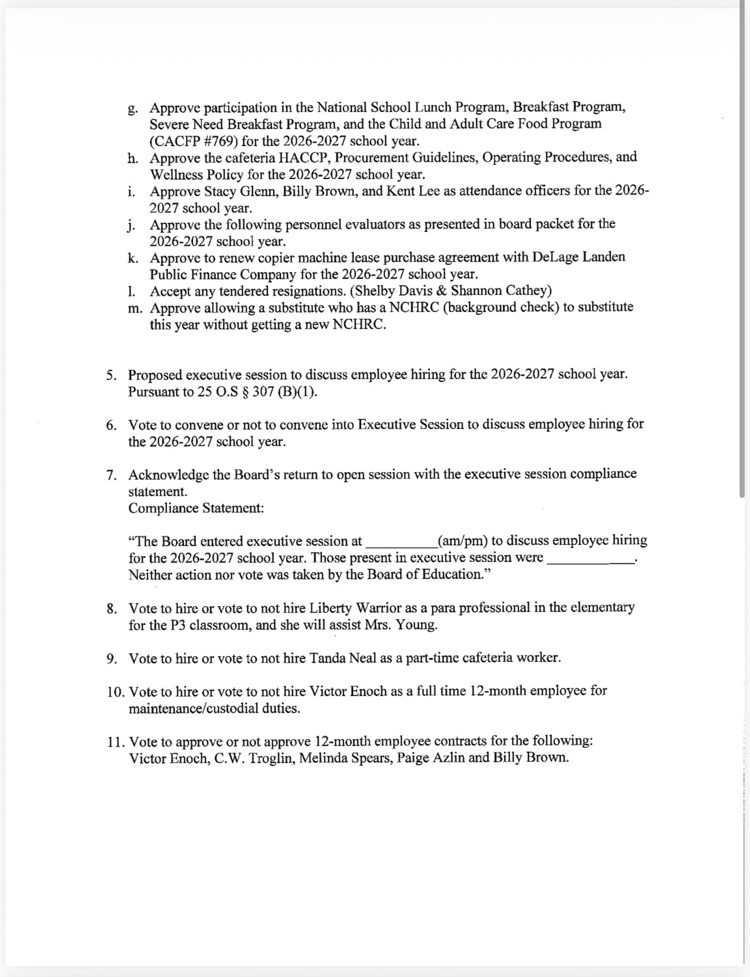 July Board Agenda