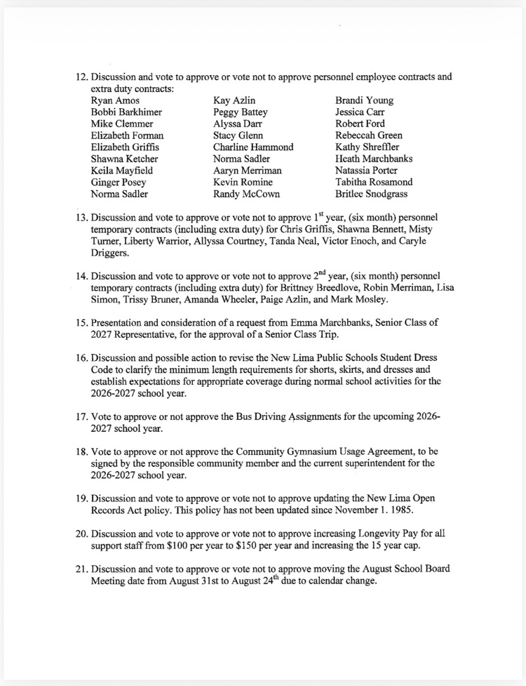July Board Agenda