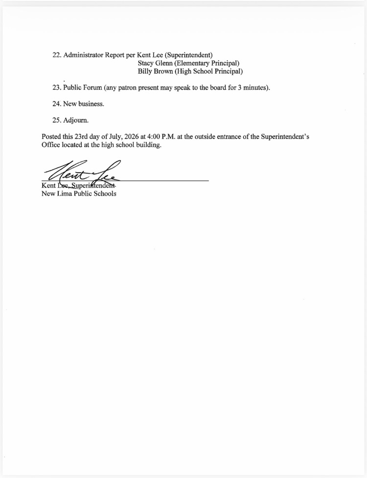 July Board Agenda