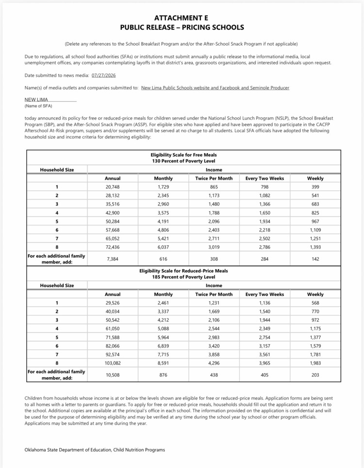 Cafeteria Info