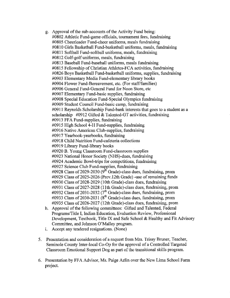 Board Agenda