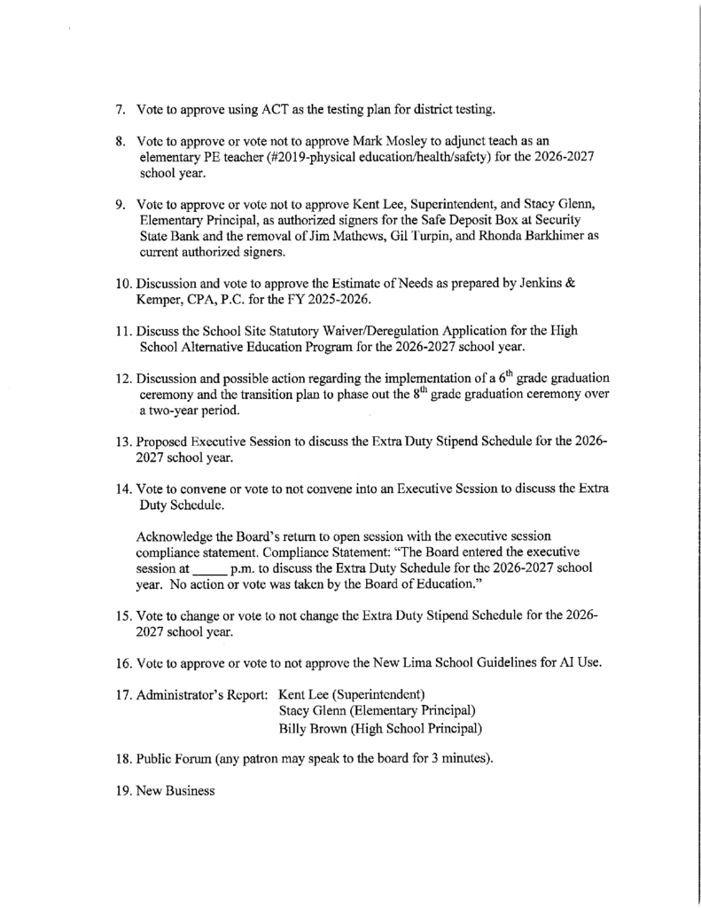 Board Agenda