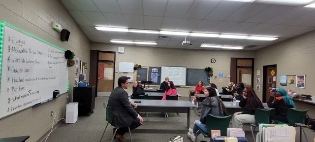 People sitting in a classroom.