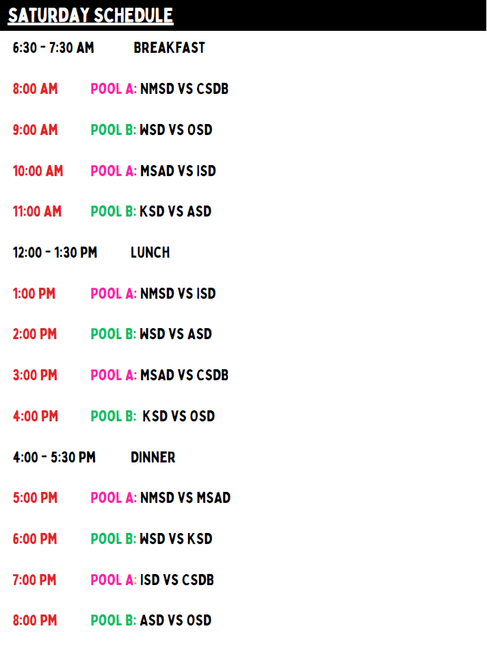 Saturday Schedule