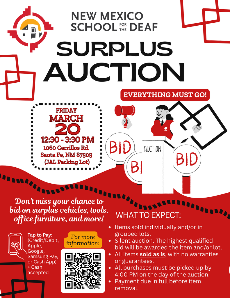 Surplus Auction- March 20th 12:30-3:30pm in JAL parking lot. 