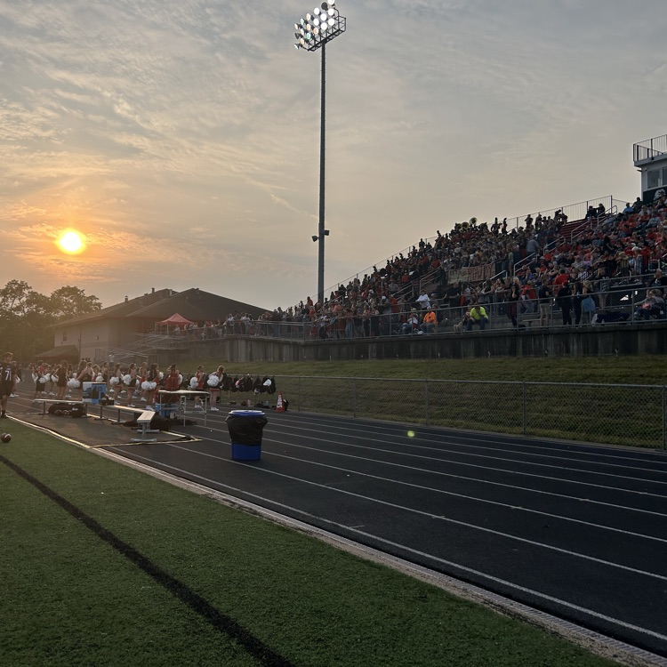 sunset over the stadium