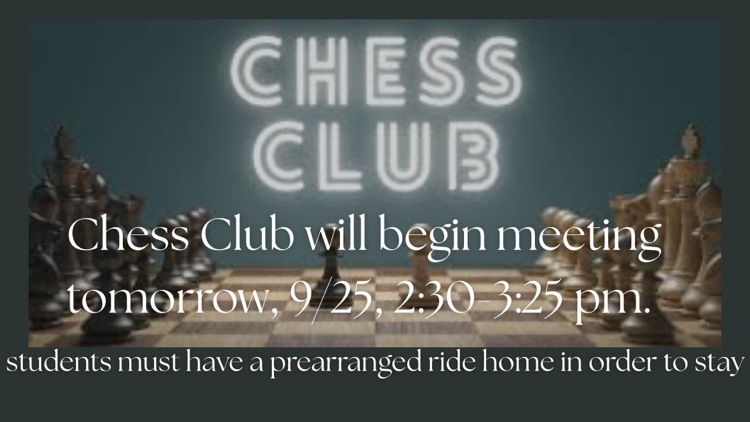 NRMS Chess Club reminder