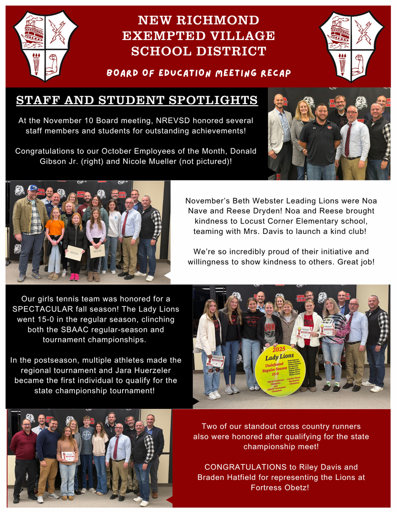 One of three pages of the board recap