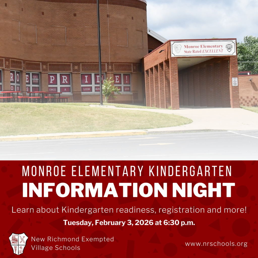 Monroe Kindergarten information night: Tuesday, February 3, 6:30 p.m.