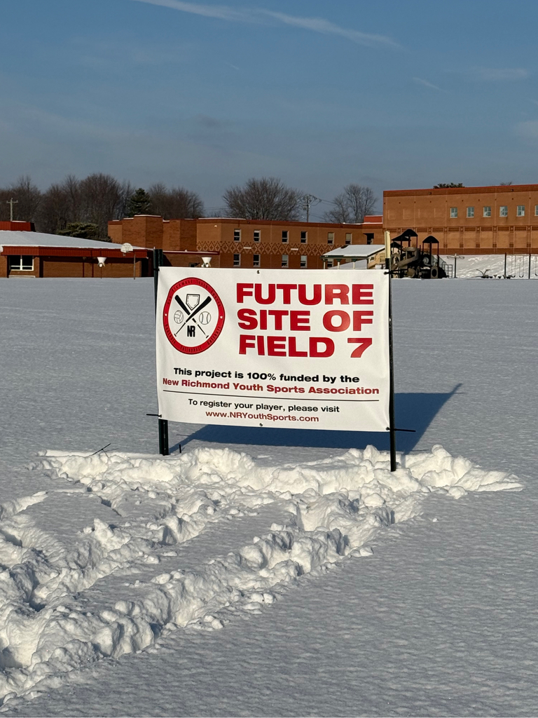A sign depicting the future construction of a seventh baseball/softball field at the NRYSA complex near Monroe Elementary school
