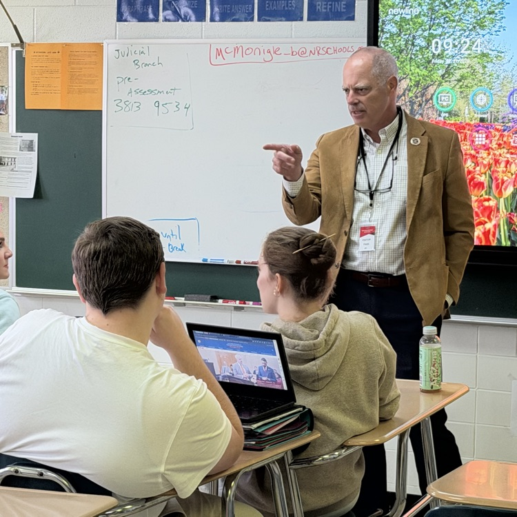 State Rep. Adam Bird talks to the NRHS AP Government class
