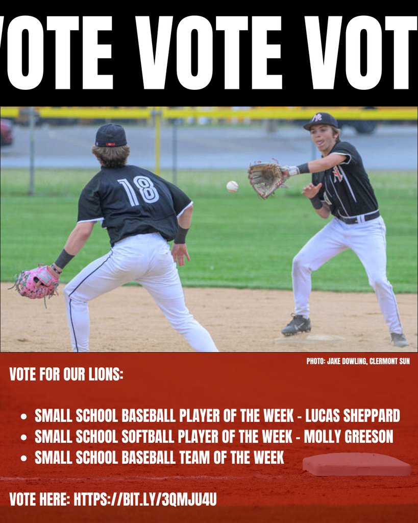 Vote for our Lions - Molly Greeson, Lucas Sheppard and our baseball team! 
