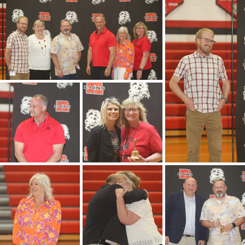 A photo collage from the 2026 Retirement Ceremony in the New Richmond High School gymnasium