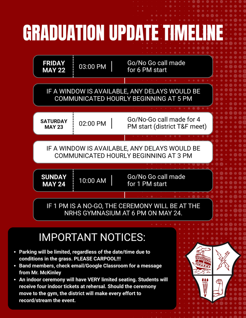 A timeline of updates around NREVSD's Graduation ceremony