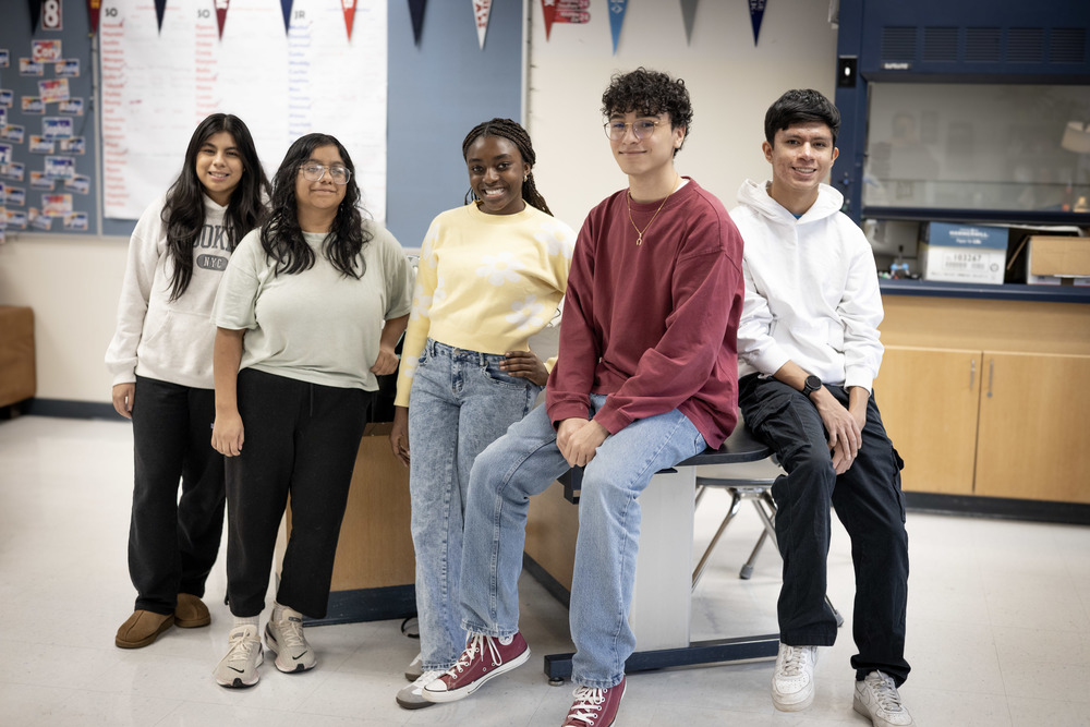 Five high school students who won scholarships