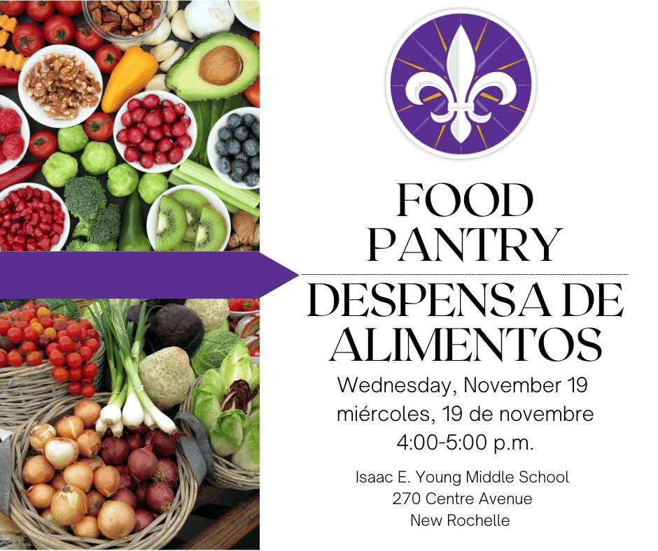 There is a food pantry scheduled Wednesday, November 19 at Isaac E. Young Middle School at 4:00 pm.