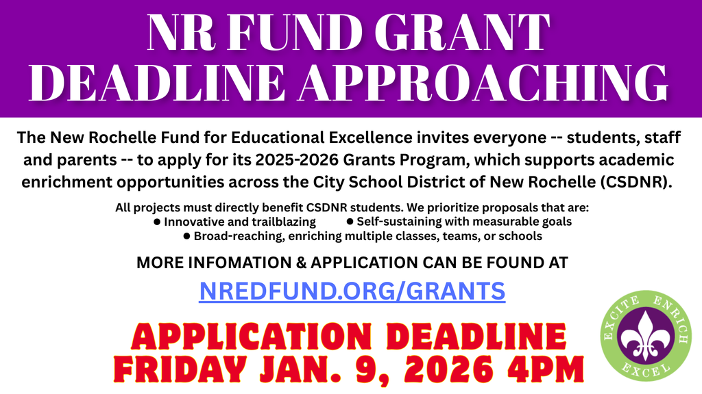 Reminder regarding Jan 9, 2026 4pm NR Fund Grant Deadline. All can apply for projects directly benefitting CSNDR Students. Application at nredfund.org/grants
