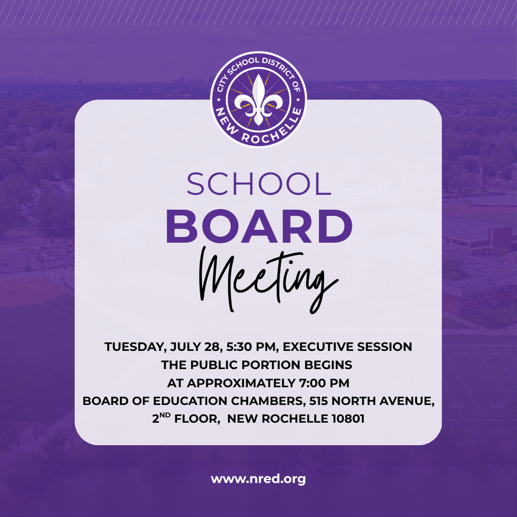 Board of education meeting tuesday, july 28 at 5:30 p.m. at 515 north avenue second floor public portion at 7