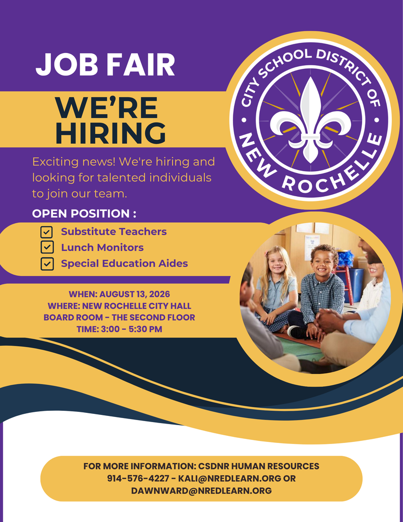 Job Fair Thursday, August 13, 3:00 p.m.-5:30, City Hall 2nd floor, New Rochelle