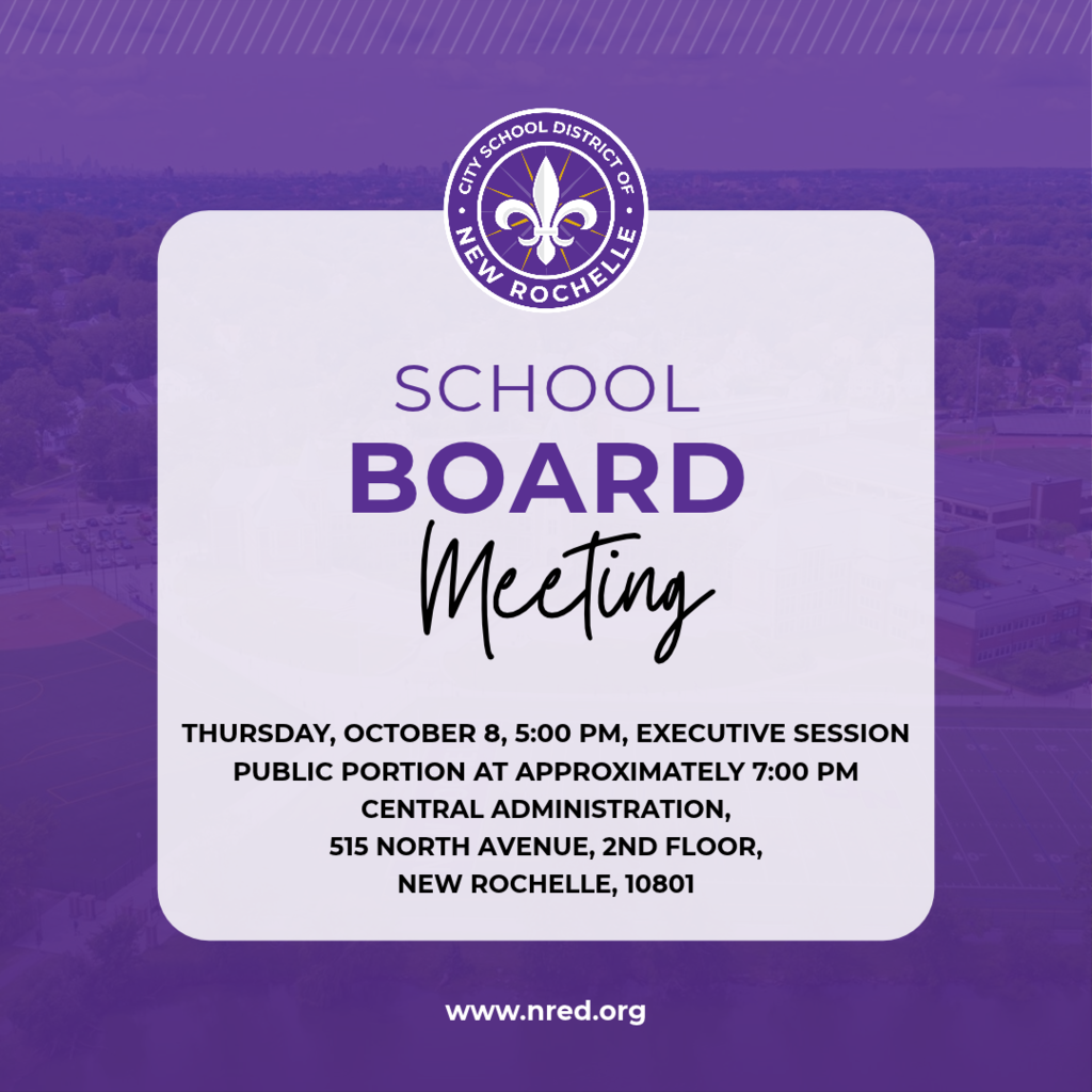 School Board meeting October 8, Executive session 5 p.m., public portion 7 p.m. at central administration building, 515 North Avenue
