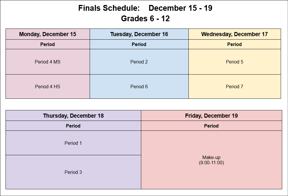 finals schedule
