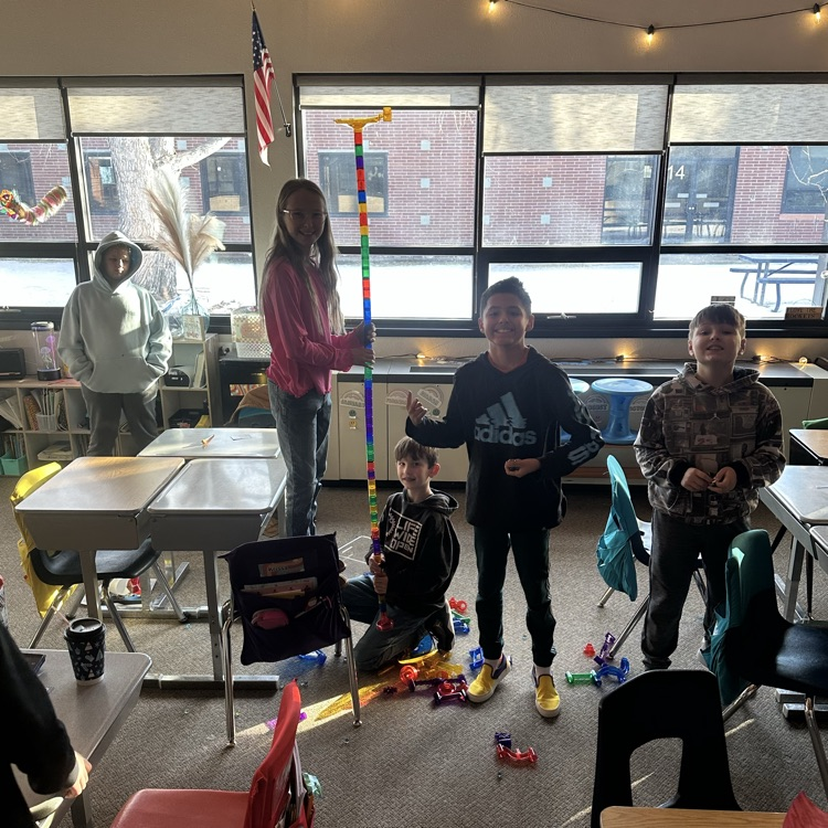 Mrs. Johnson’s class earned hot chocolate and games for following classroom expectations. They had intense games of war, connect 4, NFL table ball, and built a giant marble run. 