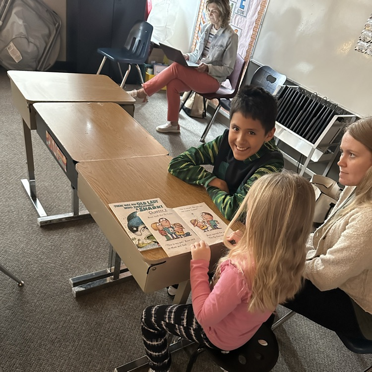 Miss Jenssen’s class joined Mrs. Johnson’s class this morning for flash light buddy reading.