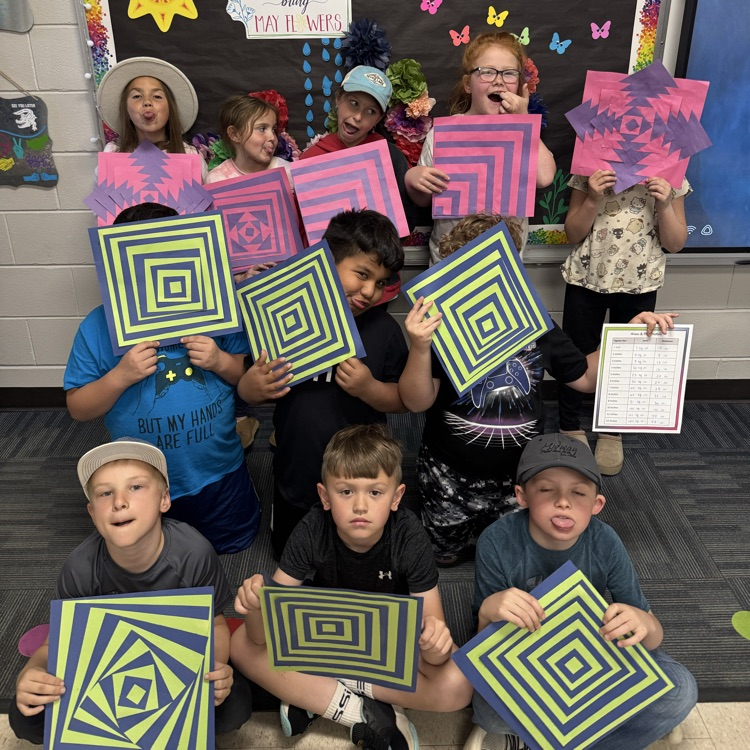 Mrs. Whitmans Class did perimeter and area math art!