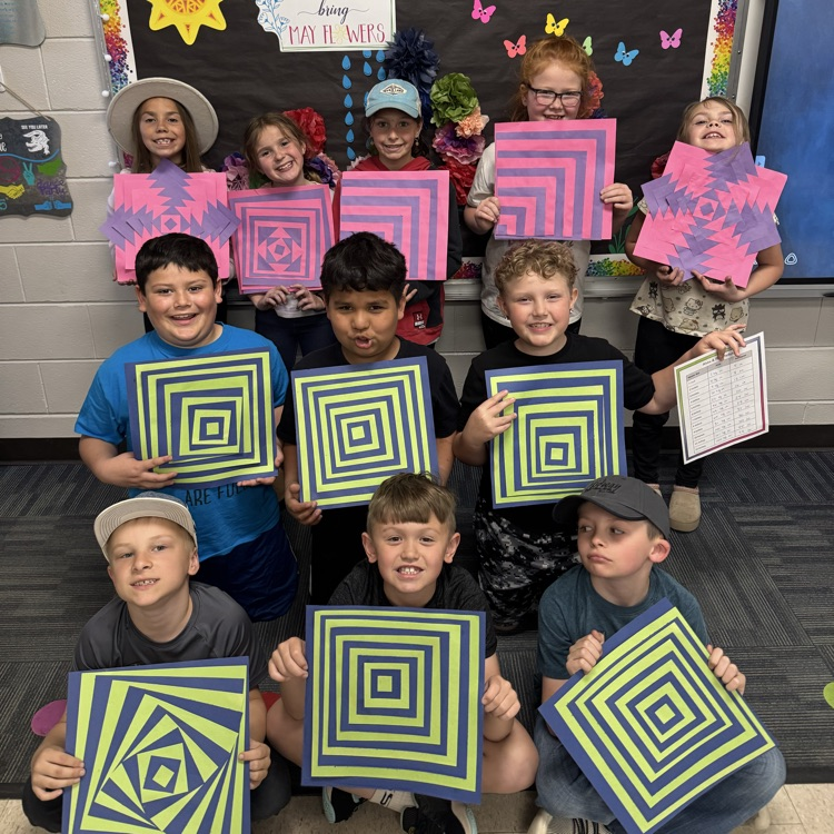 Mrs. Whitmans Class did perimeter and area math art!