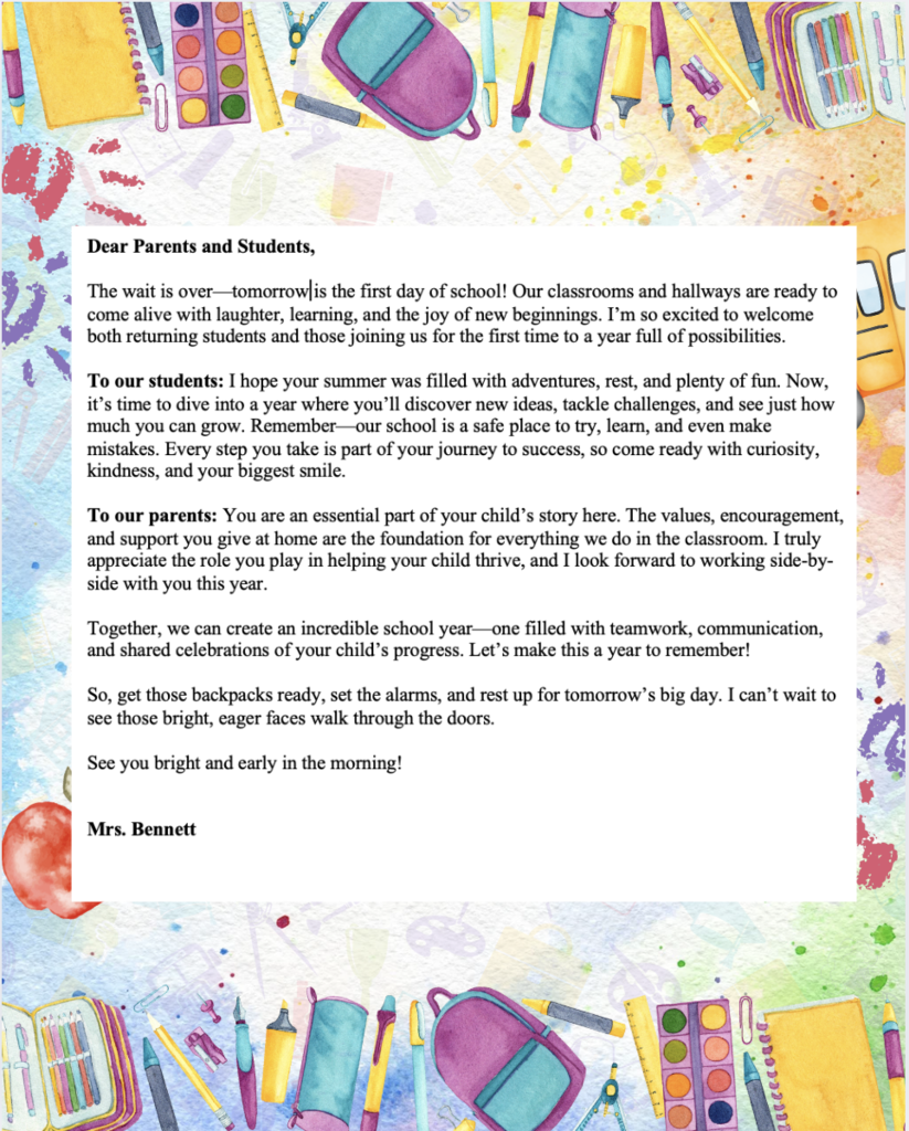 PVE Welcome Letter