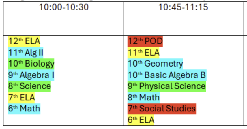 schedule