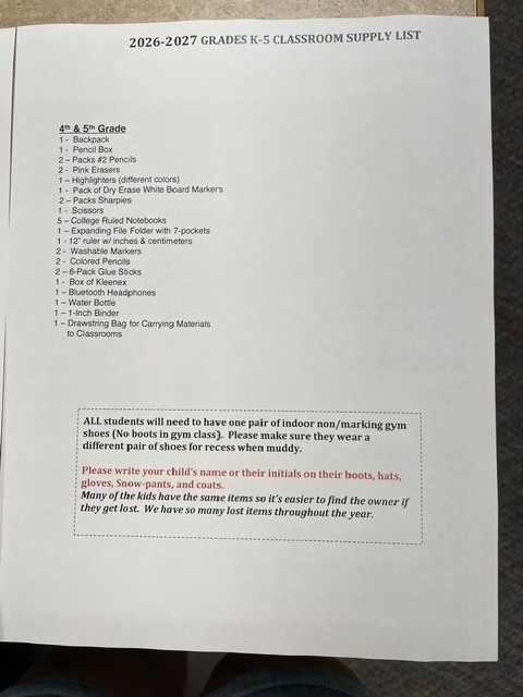 supply list