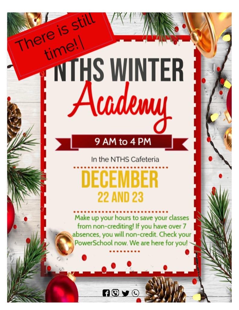 Make up your hours to save your classes from non-crediting! If you have over 7 absences, you will non-credit. Check your PowerSchool now. We are here for you!