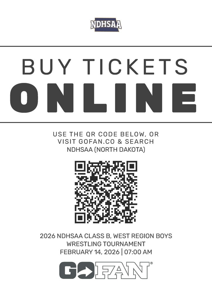 2026 NDHSAA CLASS B, WEST REGION BOYS WRESTLING TOURNAMENT FEBRUARY 14, 2026 | 07:00 AM