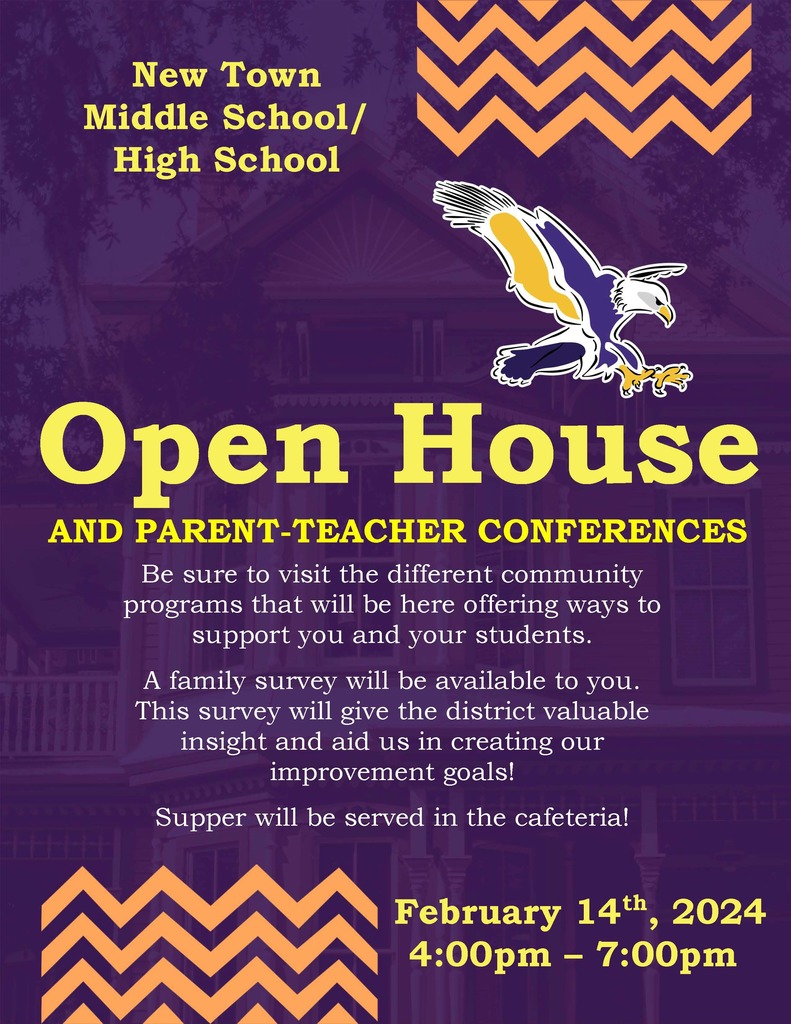 NTMS and NTHS School Community Open House With Parent Teacher Conferences Wednesday, February 14 at 4:00 – 7:00 PM We look forward to seeing you at our open house. We will include parent/teacher conferences and give you the opportunity to meet with your child’s teacher. A family survey will be available to share your feedback. Community programs will be here to visit about support they can provide your child. Supper will be served in the cafeteria.