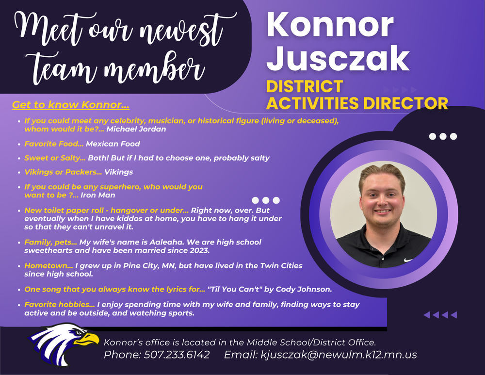 New Hire, Activities Director welcome and info page