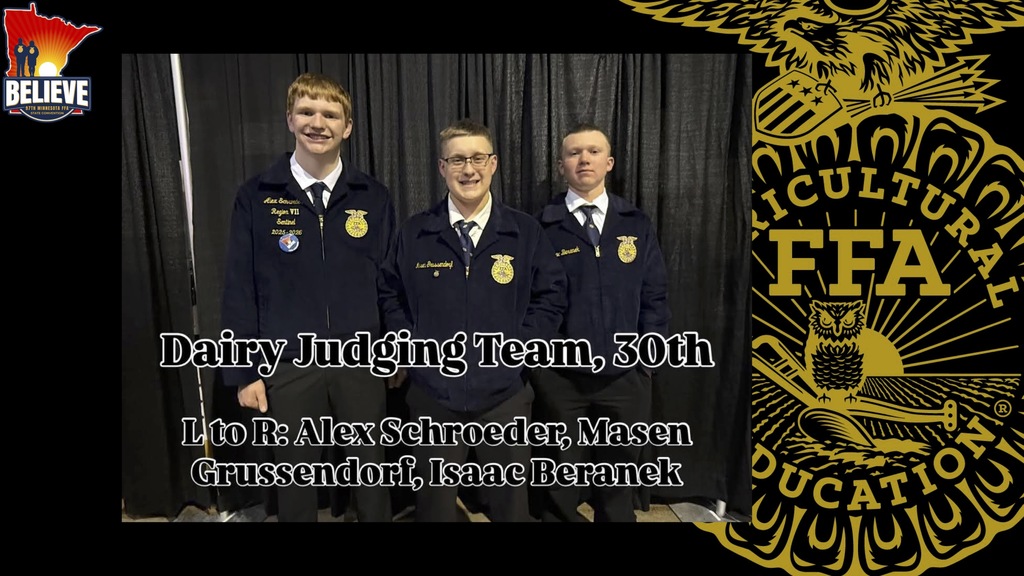 Dairy Judging Team, 30th: L to R: Alex S., Masen G., Issac B.
