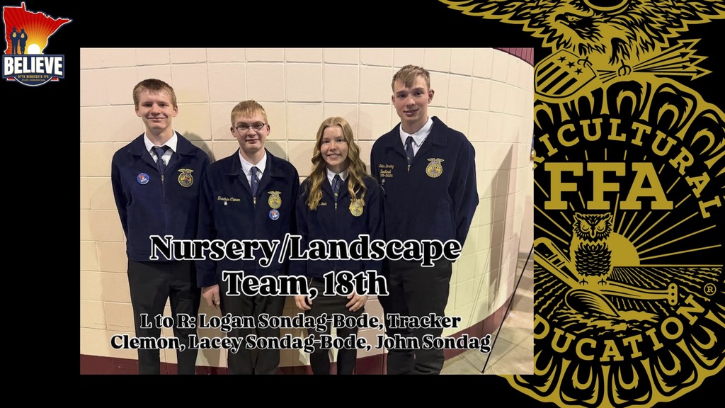 Nursery/Landscape Team, 18th: L to R: Logan S., Tracker C., Lacy S., John S.