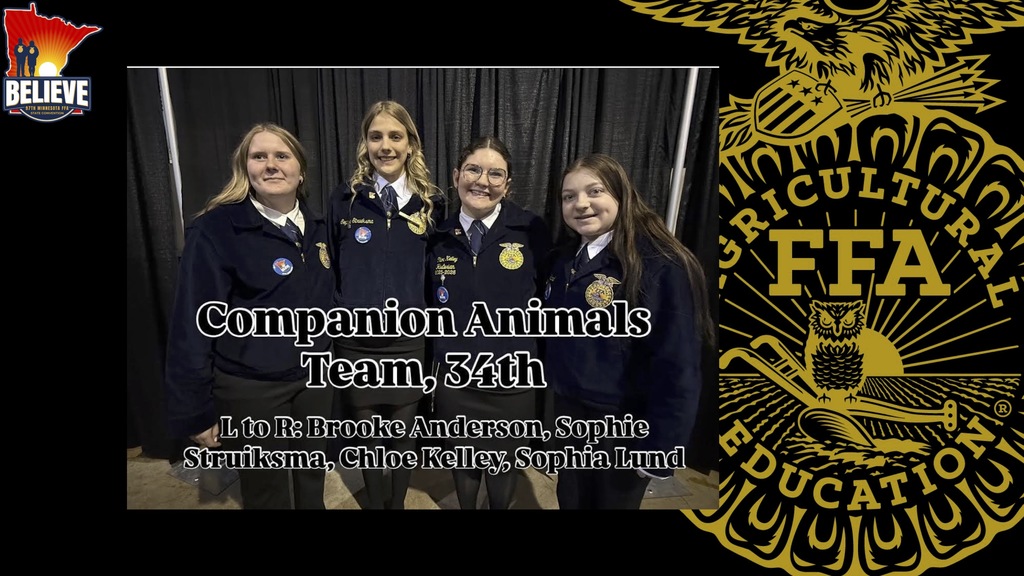 Companion Animals Team, 34th: L to R: Brooke A., Sophie S., Chloe K., Sophia L.