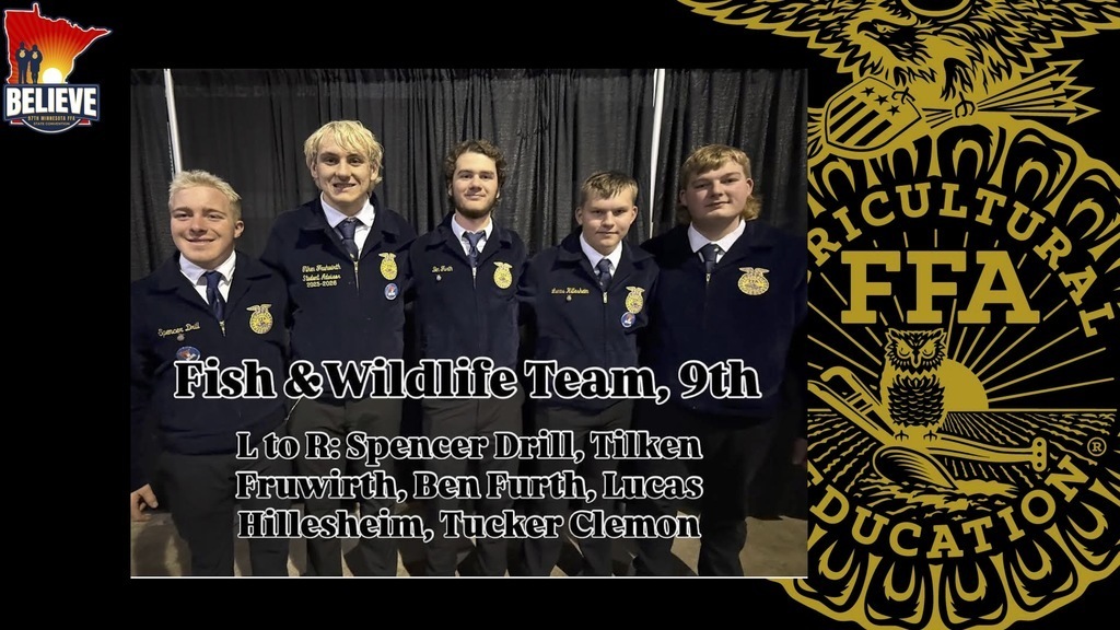 Fish &  Wildlife Team, 9th: L to R: Spencer D., Tilken F., Ben F., Lucas H., Tucker C.