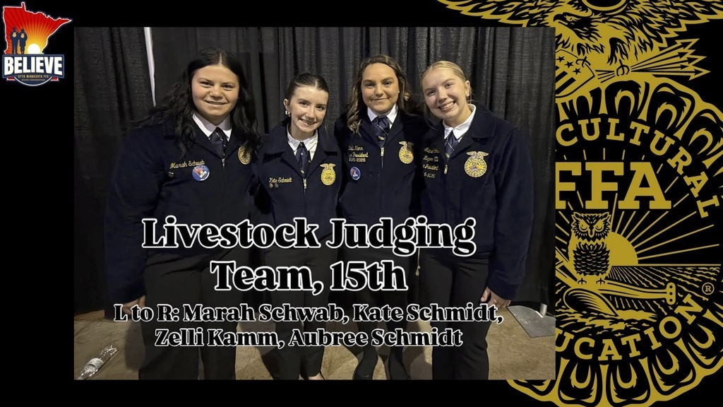 Livestock Judging Team, 15th: L to R: Marah S., Kate S., Zelli K., Aubree S.